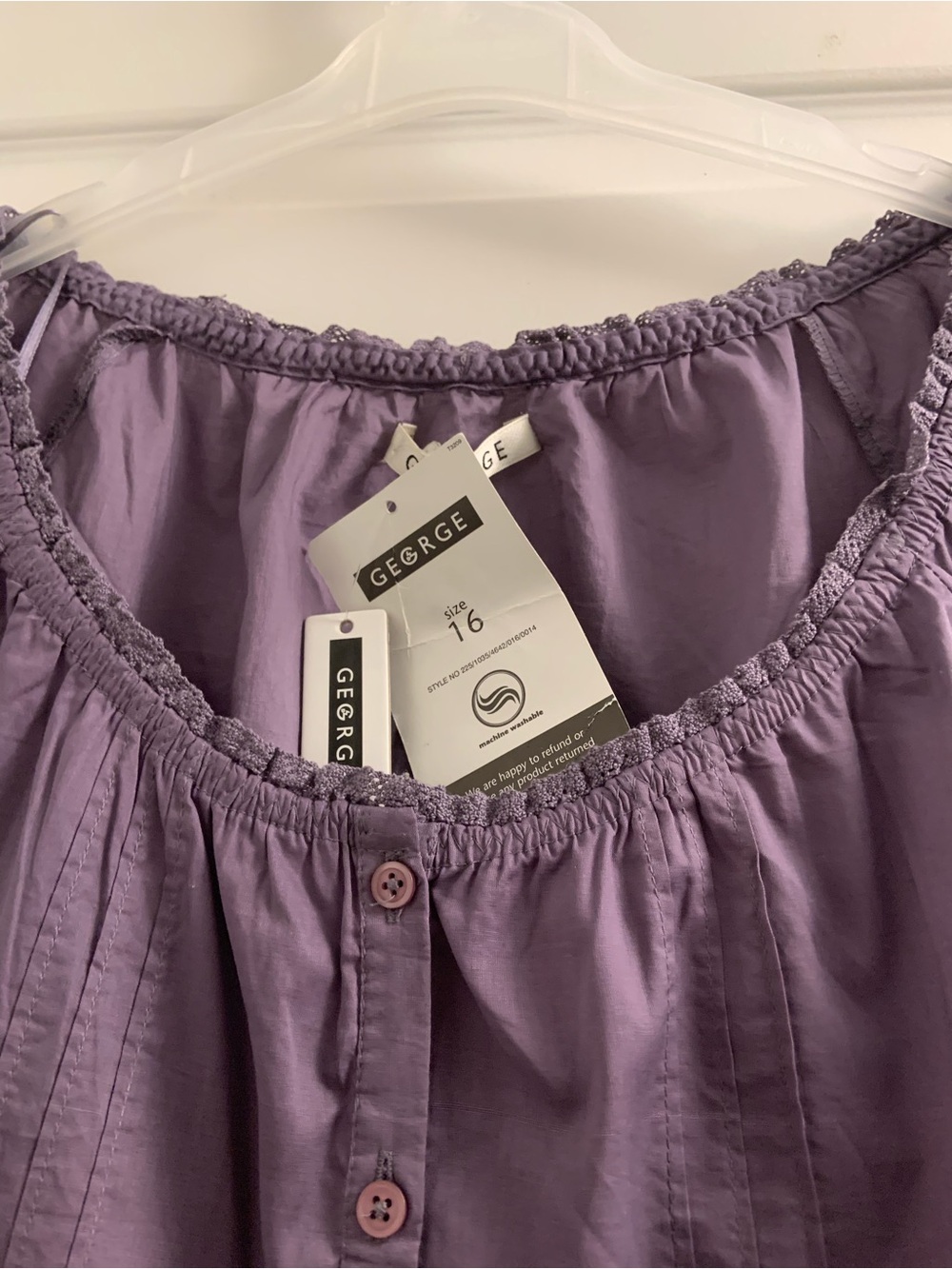 George Lavender Button-Front Ruffle Sleeve Top - Picture 2 of 10